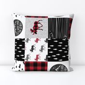 Let's Sleep under the Stars & Moose  patchwork quilt top || buffalo plaid C18BS (90)