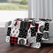 Let's Sleep under the Stars & Moose  patchwork quilt top || buffalo plaid C18BS (90)