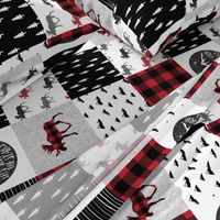 Let's Sleep under the Stars & Moose  patchwork quilt top || buffalo plaid C18BS (90)