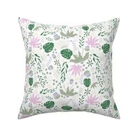 Pastel Tropical Floral on White