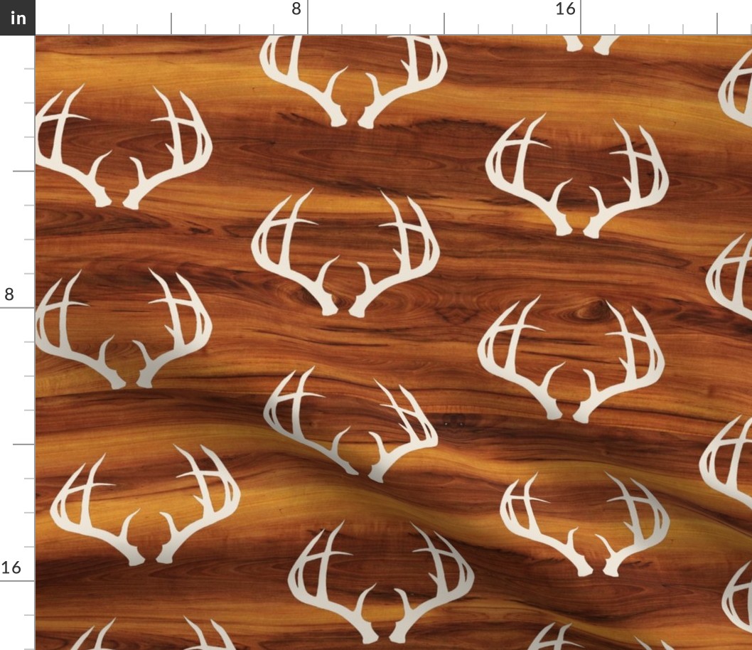 Deer Antlers in Bone // Wood Grain // Large
