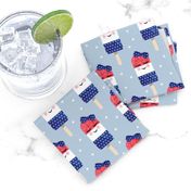 red white and blue popsicles - happy face - on blue 2