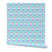 Cute Popsicles - purple on aqua polka dots