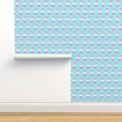 Cute Popsicles - purple on aqua polka dots