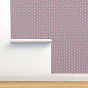 Flamingo Love - watercolor pattern with rainbow hearts - grey, tiny