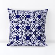 Navy modern moroccan tile spanish tile mexican tile white on navy