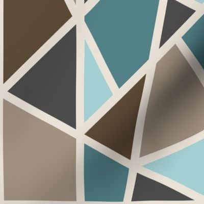 Large Geometric in tan, teal and brown