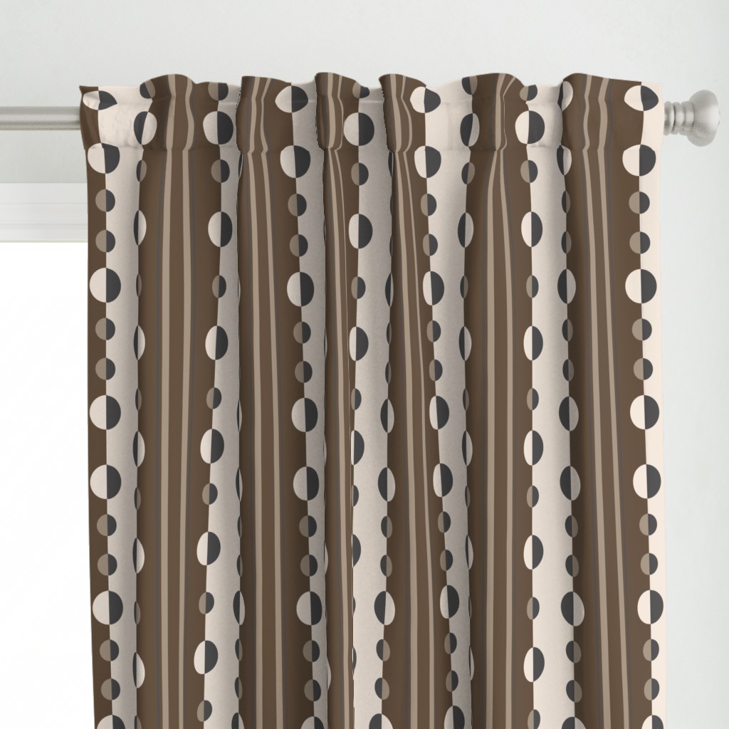 Geometric circles and stripes in brown and tan