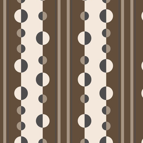 Geometric circles and stripes in brown and tan