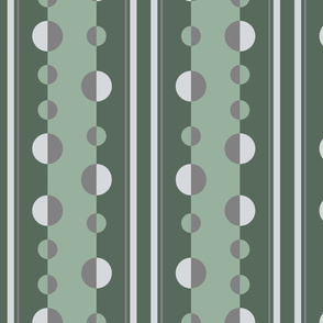 Circles and stripes in sage green and gray