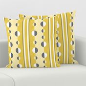 modern geometric circles and stripes in mustard yellow and gray