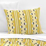 modern geometric circles and stripes in mustard yellow and gray