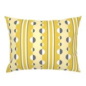 modern geometric circles and stripes in mustard yellow and gray