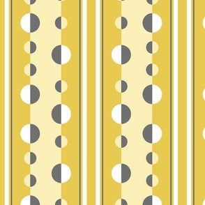 modern geometric circles and stripes in mustard yellow and gray