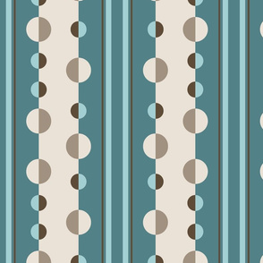 circles and stripes geometric in teal and cream