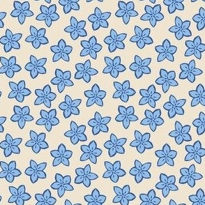 Small blue flowers on cream background, cottagecore, cottage core, ditsy