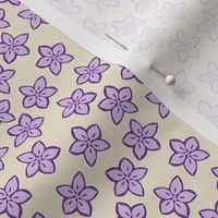 small purple flowers on cream, cottagecore, cottage core, ditsy