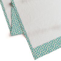 Small turquoise flowers on cream, cottagecore, cottage core, ditsy