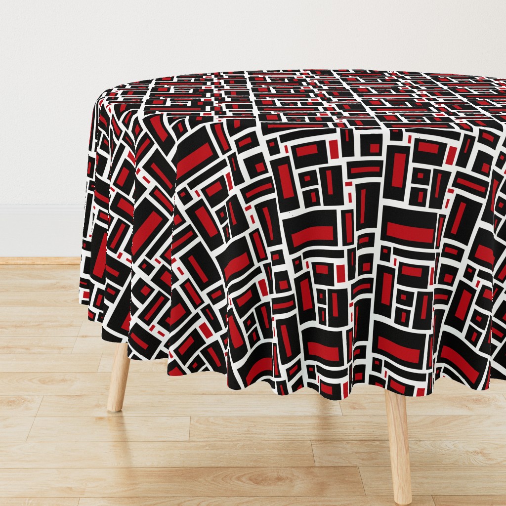 Geometric Rectangles in Black and Red on White