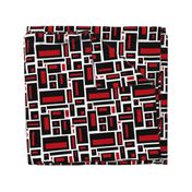 Geometric Rectangles in Black and Red on White
