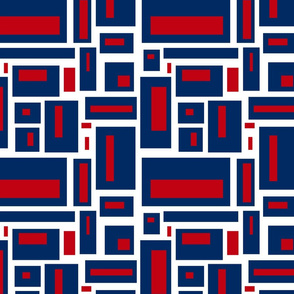 Geometric rectangles in red, white and blue