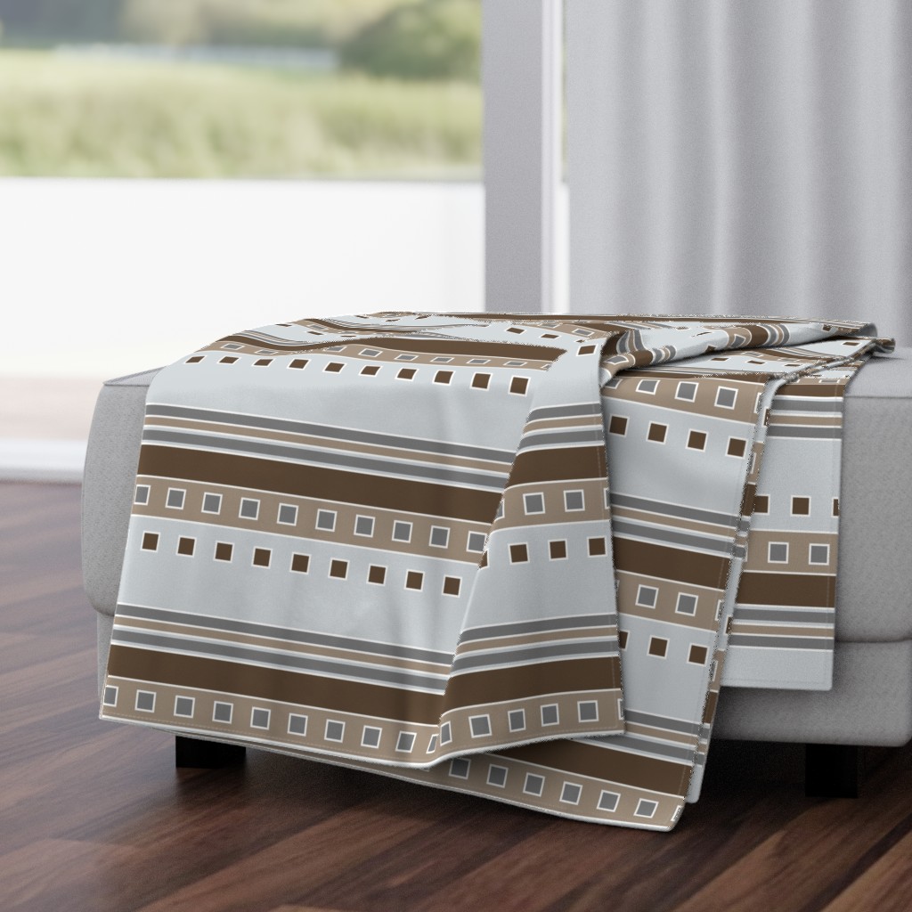 Modern Squares and Stripes in brown and gray