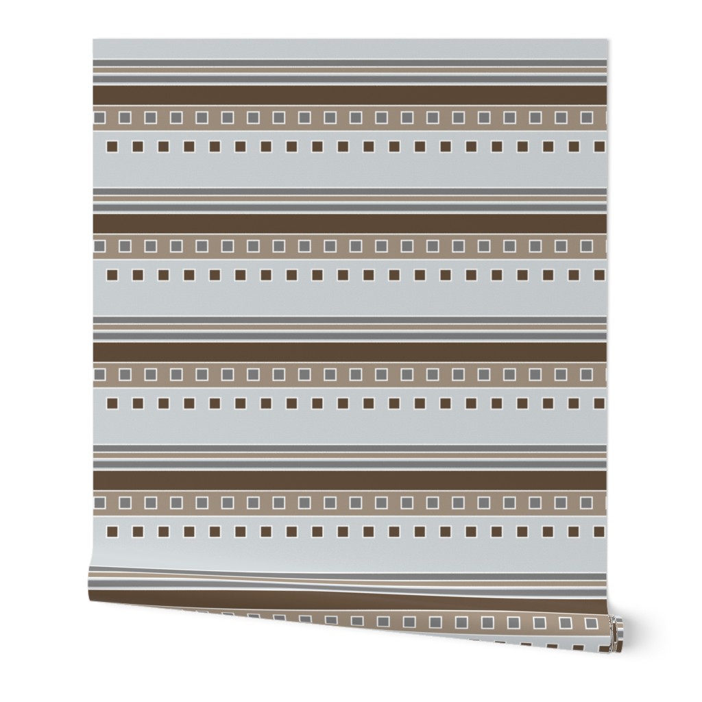 Modern Squares and Stripes in brown and gray