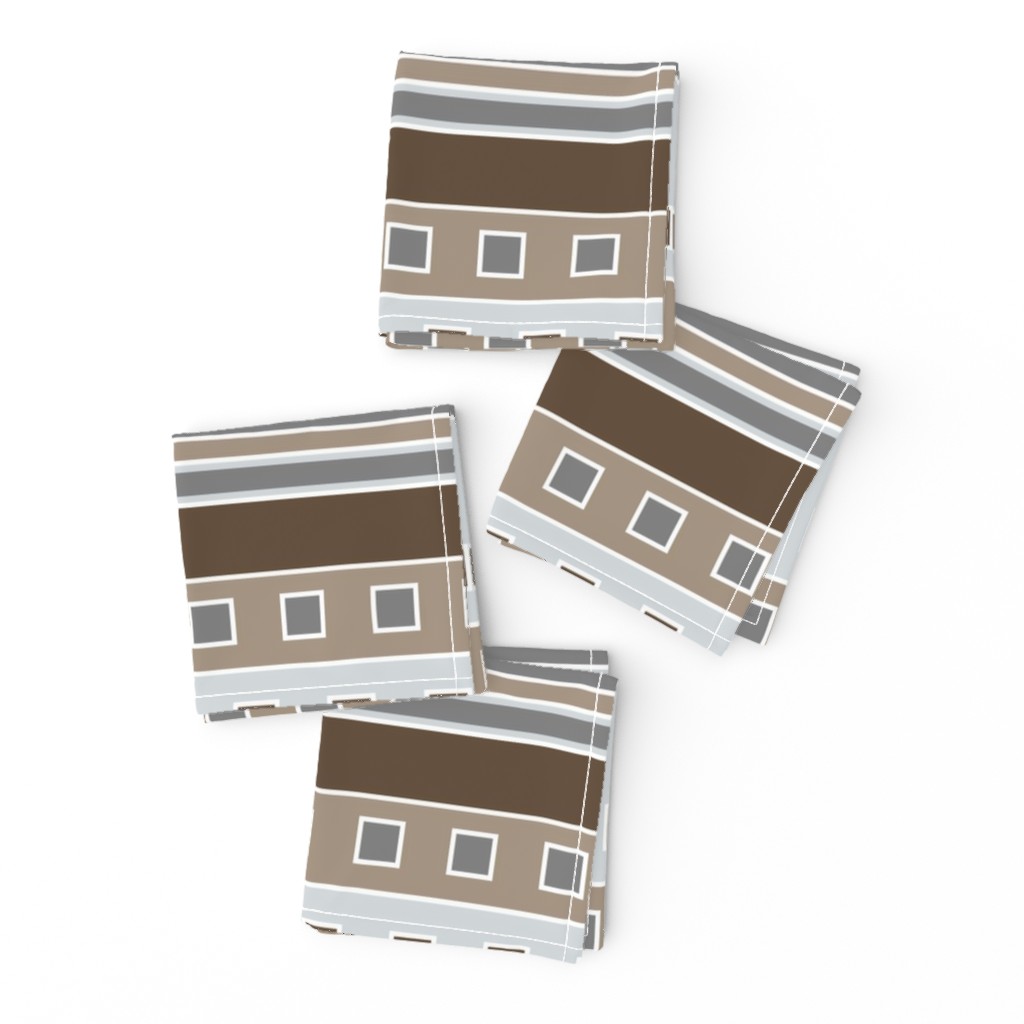 Modern Squares and Stripes in brown and gray