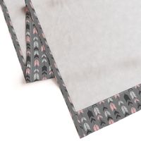 Small Arrow Feathers - pink on grey background