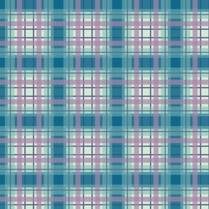 Plaid in Blue and Green with Pink and Mint