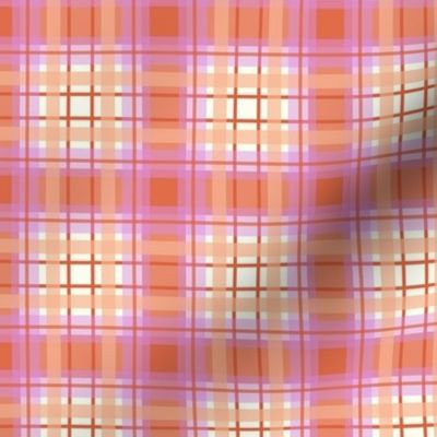 colorful peach, pink and yellow plaid