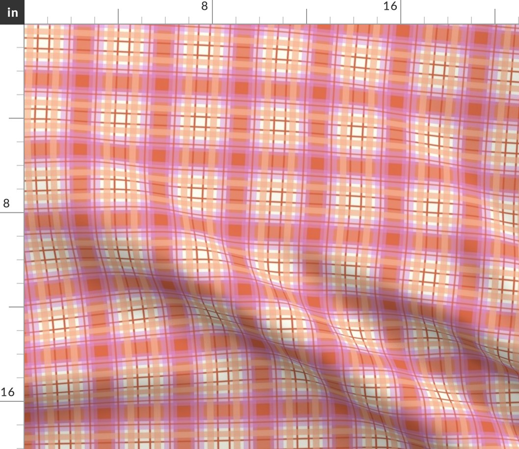 colorful peach, pink and yellow plaid