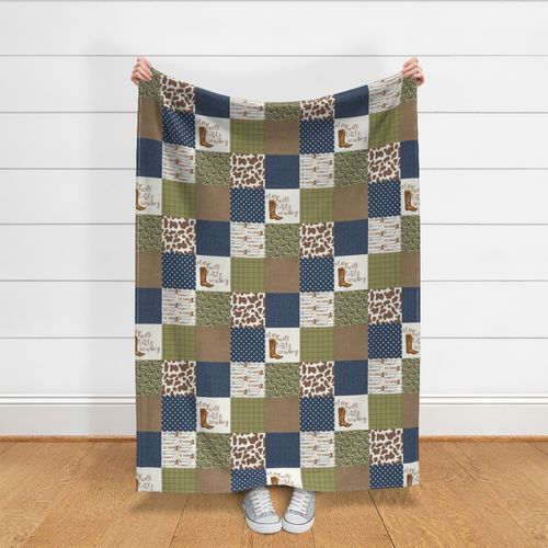 Western//Sleep well little cowboy - Wholecloth Cheater Quilt - Green