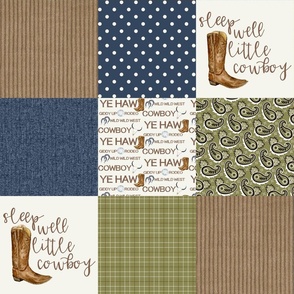 Western//Sleep well little cowboy - Wholecloth Cheater Quilt - Green