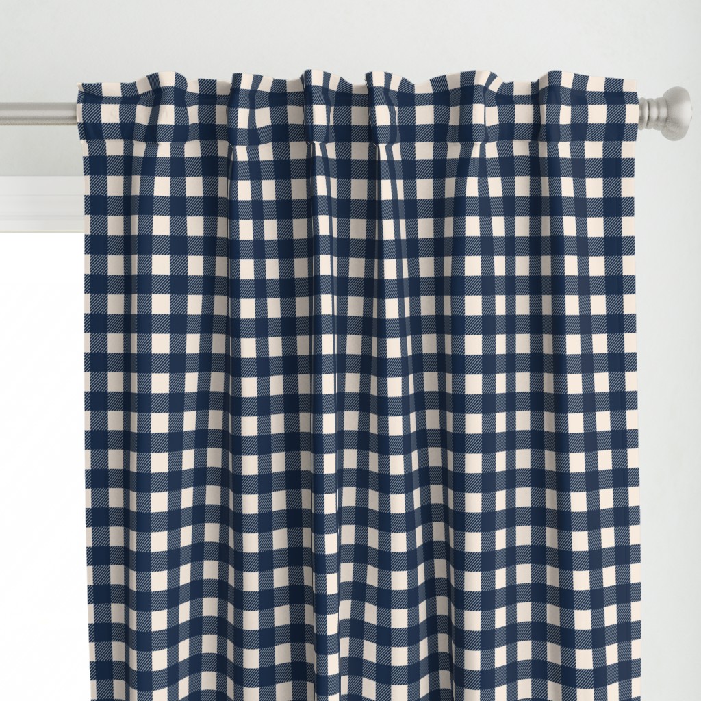 1 inch buffalo checked plaid navy blue and cream