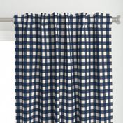 1 inch buffalo checked plaid navy blue and cream