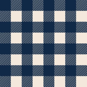 1 inch buffalo checked plaid navy blue and cream