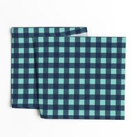 1 inch buffalo checks in navy and aqua