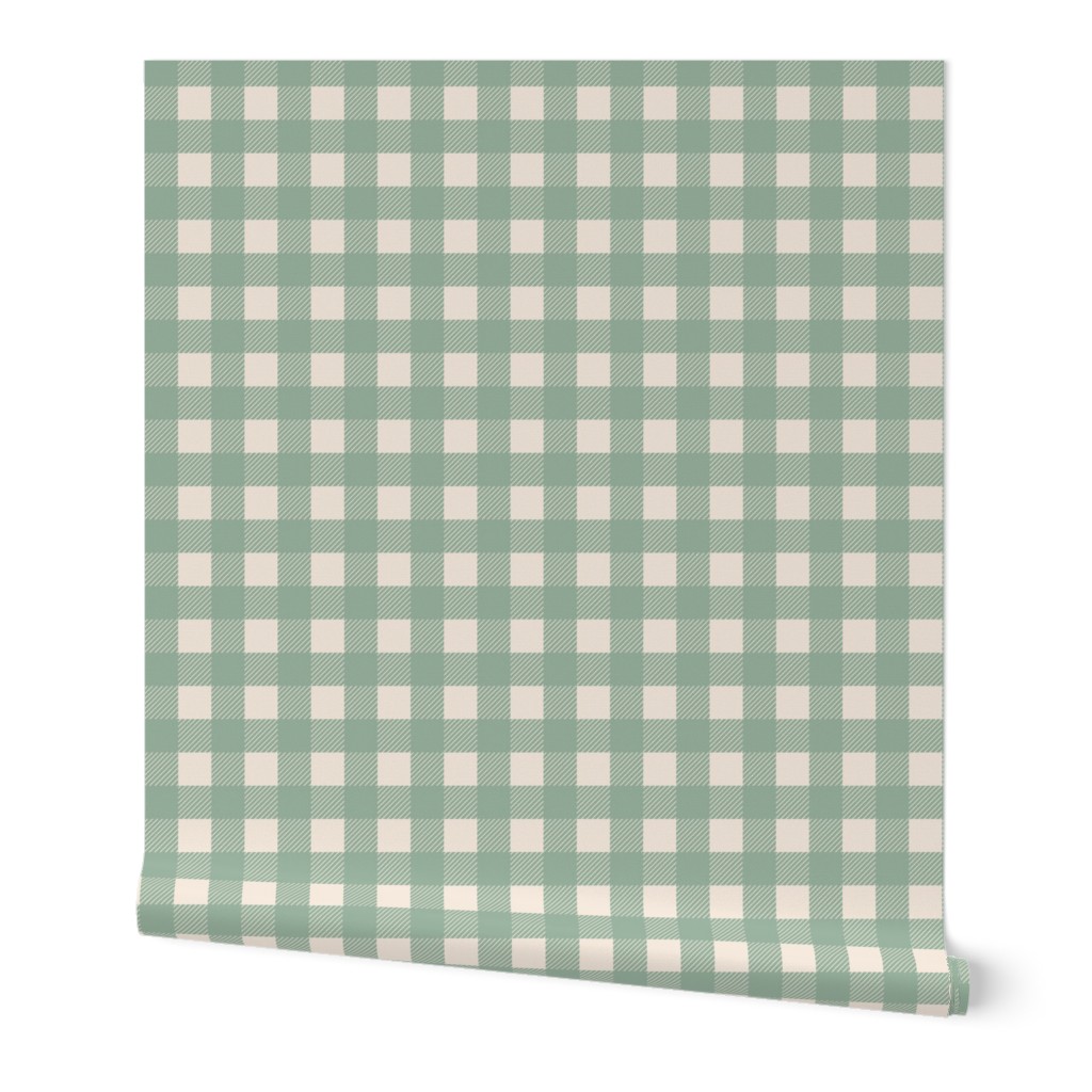 Buffalo Check Plaid in sage green and cream