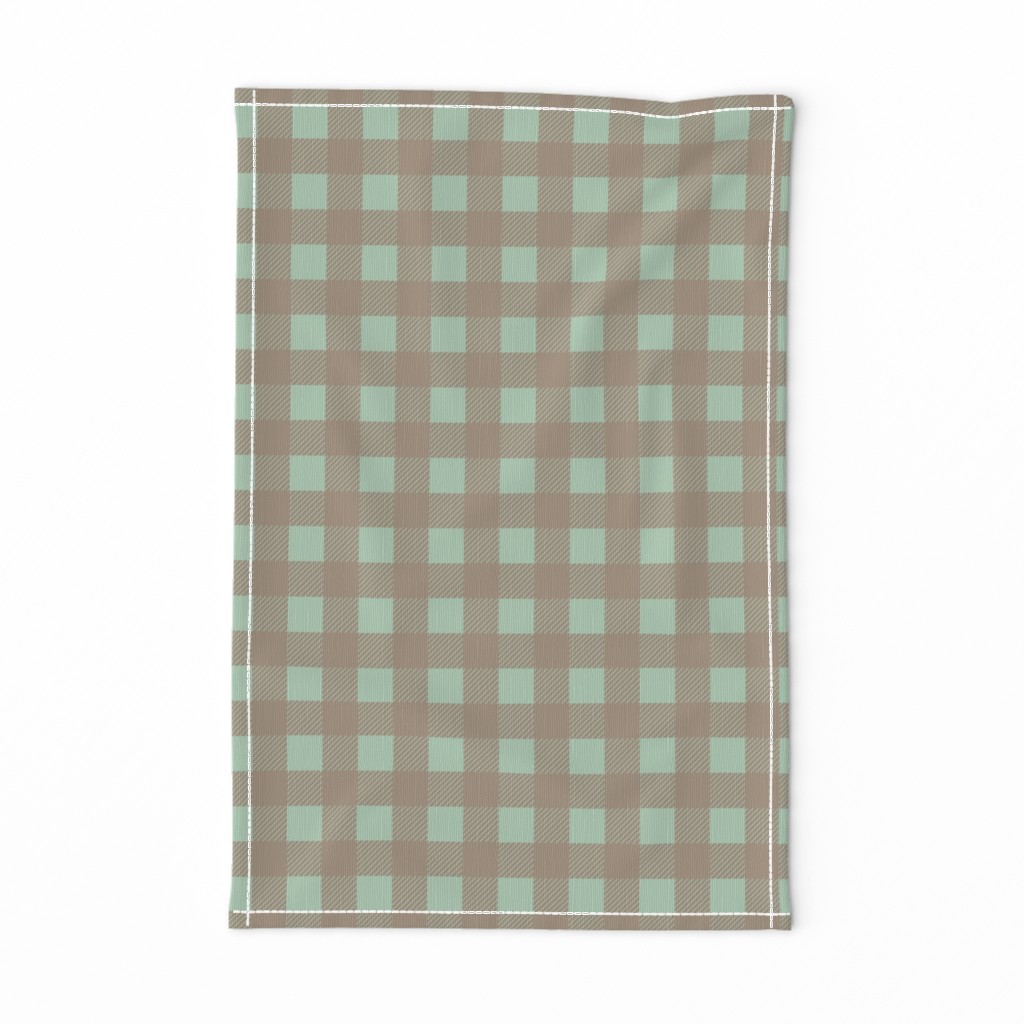 Buffalo checks in tan and sage green 1 inch