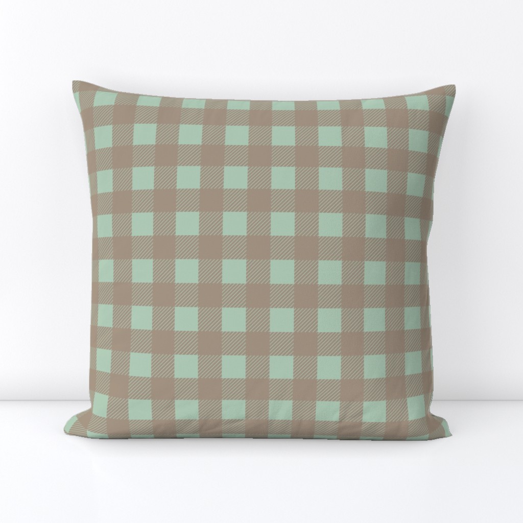 Buffalo checks in tan and sage green 1 inch