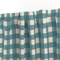 1 inch buffalo checks in teal and cream