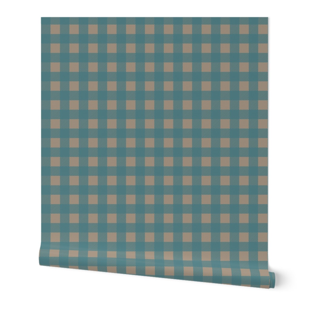 1 inch Buffalo Checks in Teal and Tan