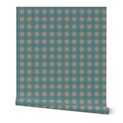 1 inch Buffalo Checks in Teal and Tan