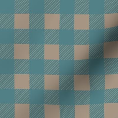 1 inch Buffalo Checks in Teal and Tan