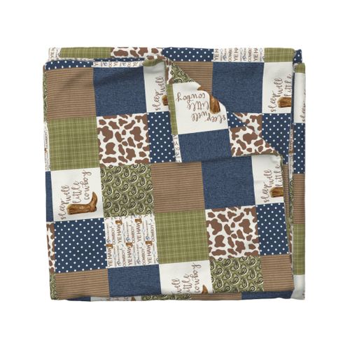 Western//Sleep well little cowboy - wholecloth Cheater quilt Green 