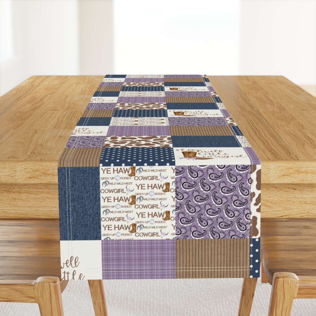 Western//Sleep well little cowgirl - wholecloth cheater quilt purple