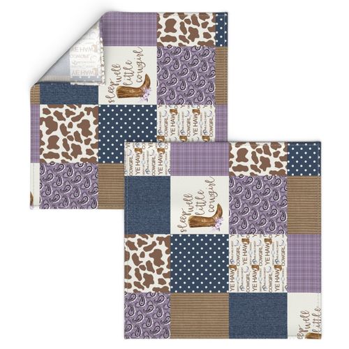 Western//Sleep well little cowgirl - wholecloth cheater quilt - rotated