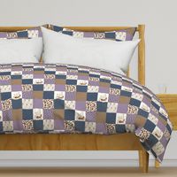 3 inch - Western//Sleep well little girl - wholecloth cheater quilt purple - rotated