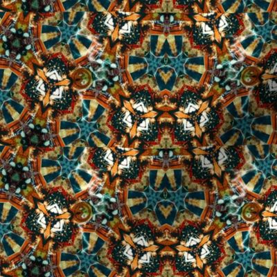 Caleidoscope in brown, orange and blue-green